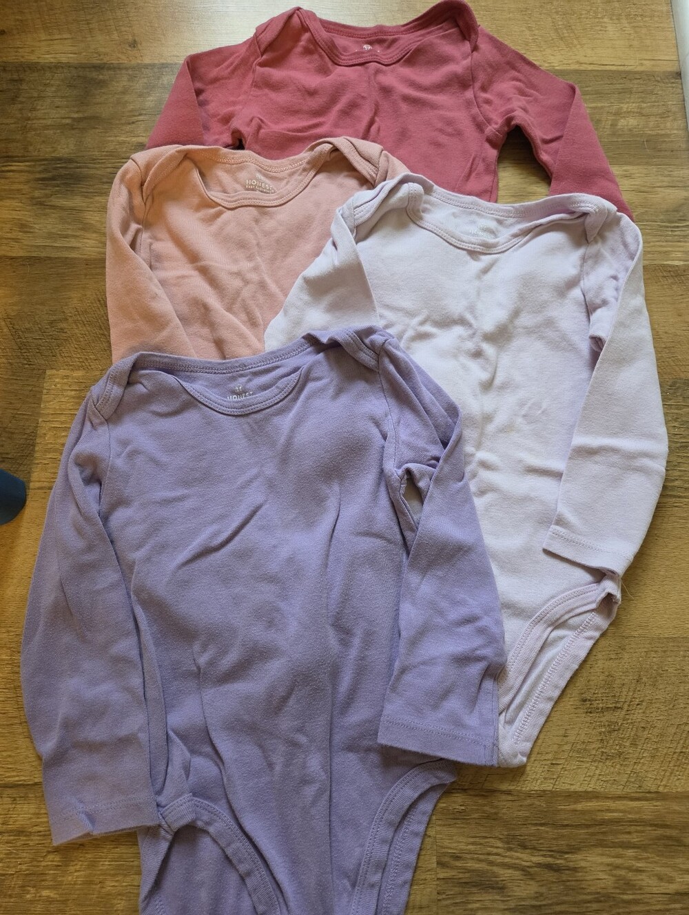 Honest Baby Bodysuit Lot - Long Sleeve - Pink & Purple - 4pcs